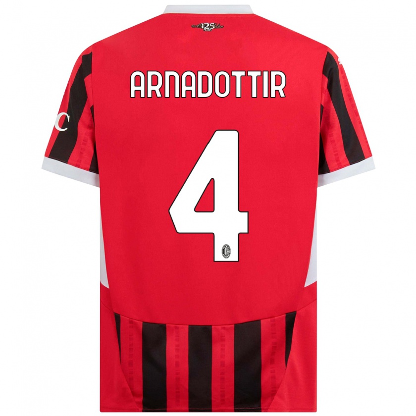 Kandiny Kinder Guony Arnadottir #4 Rot Schwarz Heimtrikot Trikot 2024/25 T-Shirt