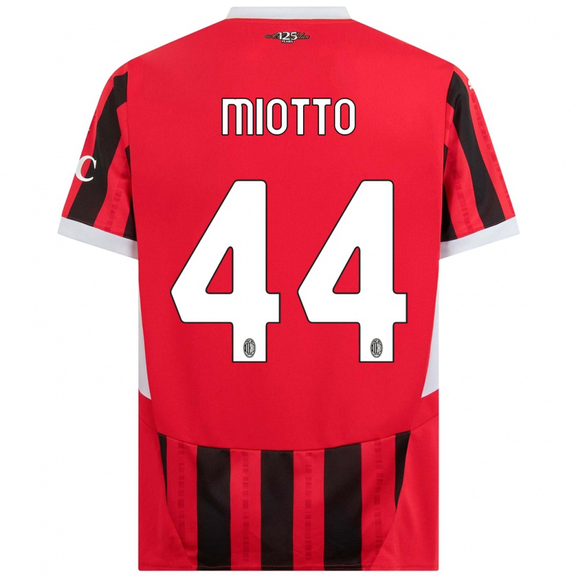 Kandiny Kinder Giorgia Miotto #44 Rot Schwarz Heimtrikot Trikot 2024/25 T-Shirt