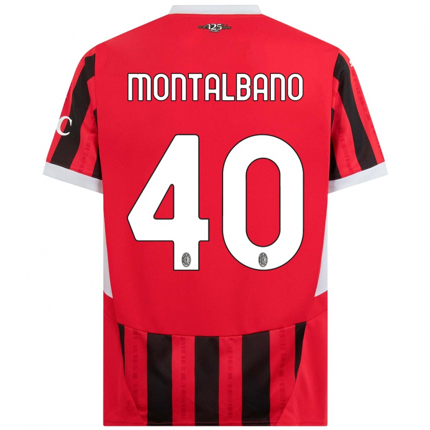 Kandiny Kinder Nicolo Montalbano #40 Rot Schwarz Heimtrikot Trikot 2024/25 T-Shirt