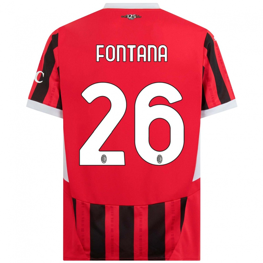 Kandiny Kinder Francesco Fontana #26 Rot Schwarz Heimtrikot Trikot 2024/25 T-Shirt