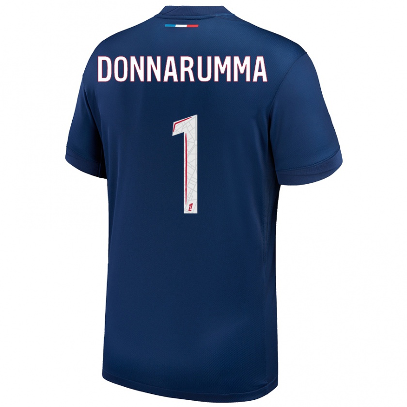 Kandiny Kinder Gianluigi Donnarumma #1 Marineblau Weiß Heimtrikot Trikot 2024/25 T-Shirt