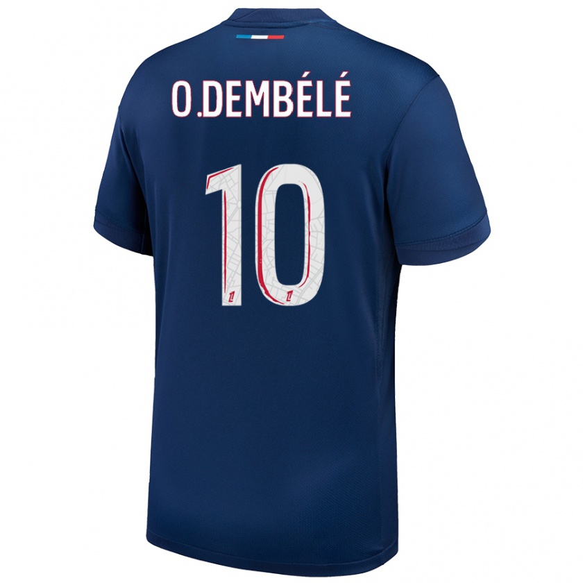 Kandiny Kinder Ousmane Dembélé #10 Marineblau Weiß Heimtrikot Trikot 2024/25 T-Shirt