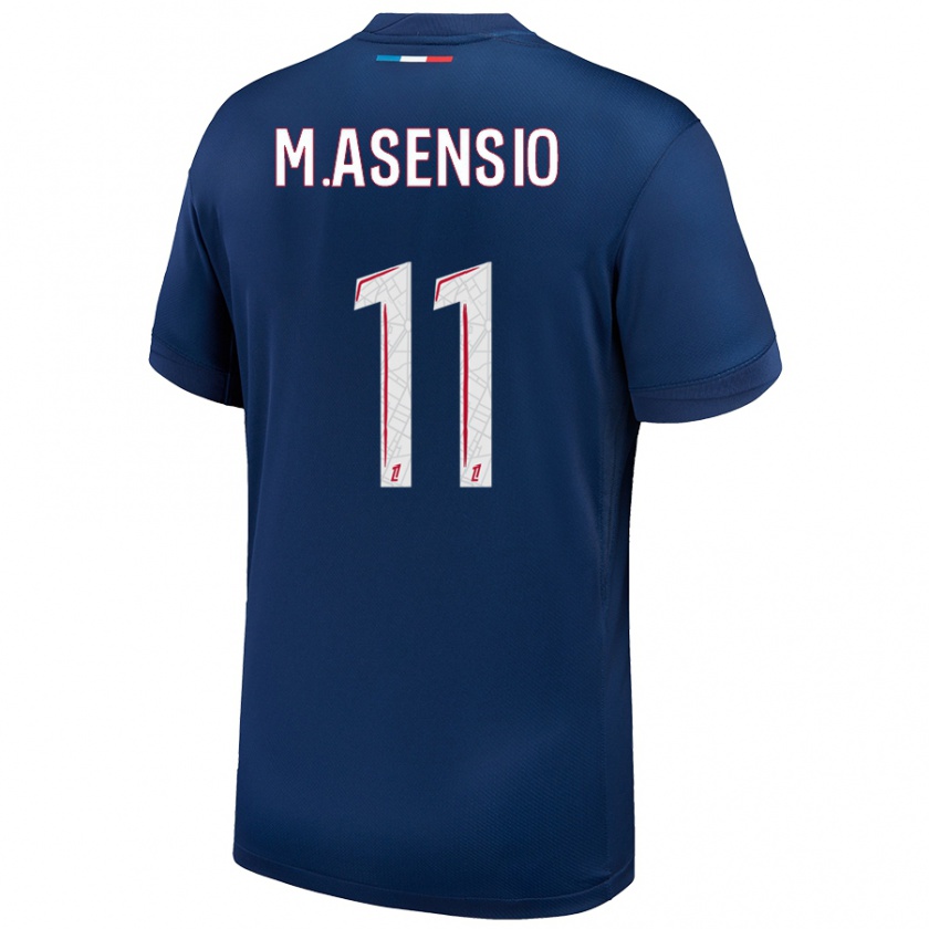 Kandiny Kinder Marco Asensio #11 Marineblau Weiß Heimtrikot Trikot 2024/25 T-Shirt