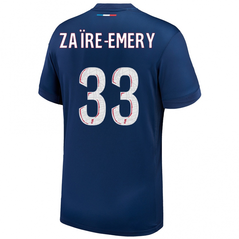 Kandiny Kinder Warren Zaïre-Emery #33 Marineblau Weiß Heimtrikot Trikot 2024/25 T-Shirt