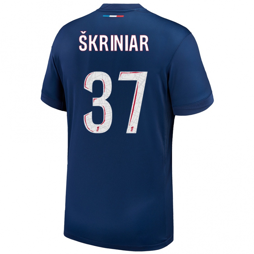 Kandiny Kinder Milan Skriniar #37 Marineblau Weiß Heimtrikot Trikot 2024/25 T-Shirt