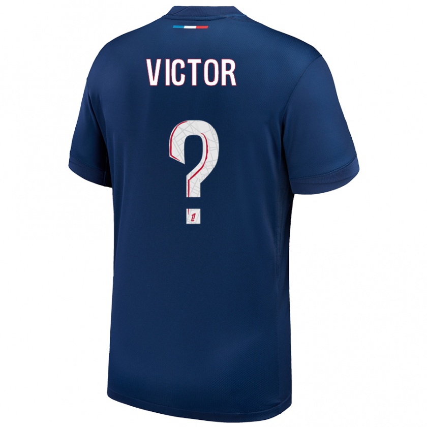 Kandiny Kinder Ayrton Victor #0 Marineblau Weiß Heimtrikot Trikot 2024/25 T-Shirt