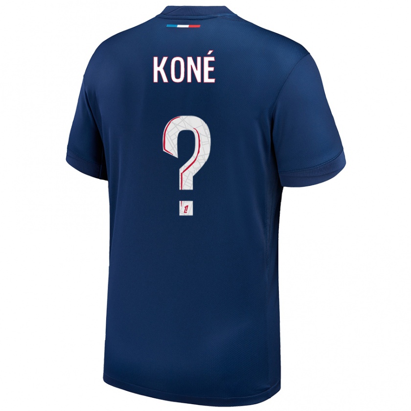 Kandiny Kinder Zanga Koné #0 Marineblau Weiß Heimtrikot Trikot 2024/25 T-Shirt