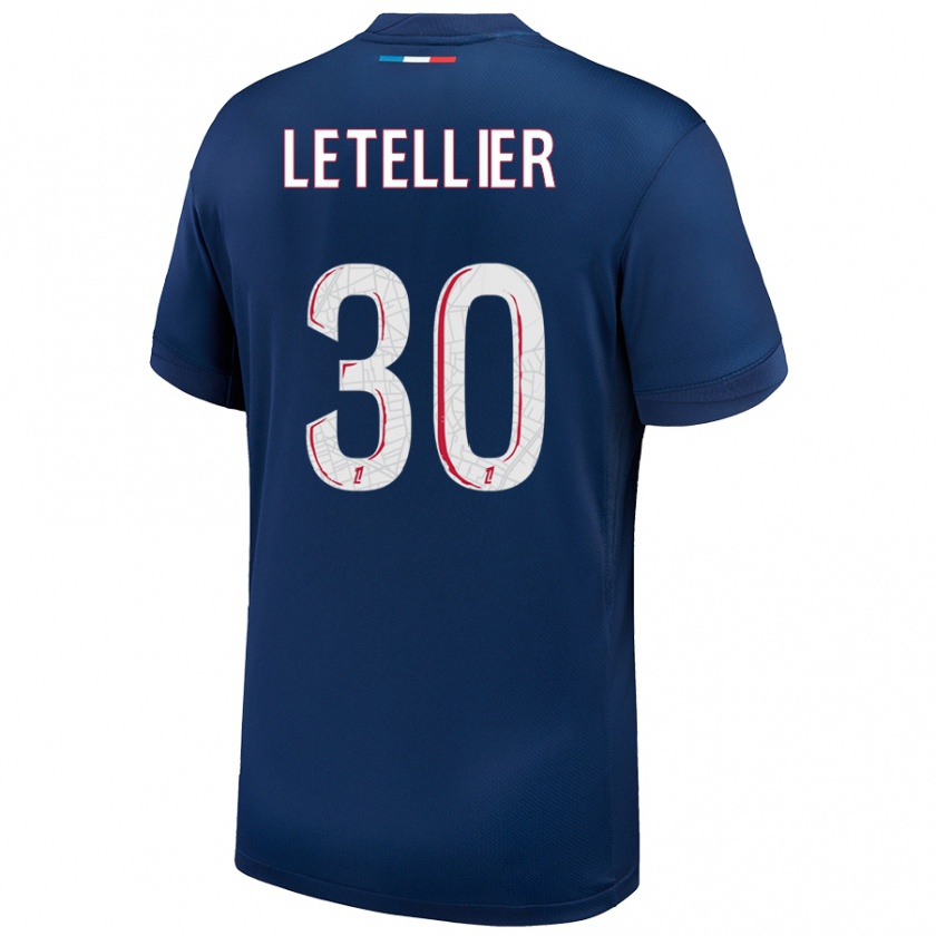 Kandiny Kinder Alexandre Letellier #30 Marineblau Weiß Heimtrikot Trikot 2024/25 T-Shirt