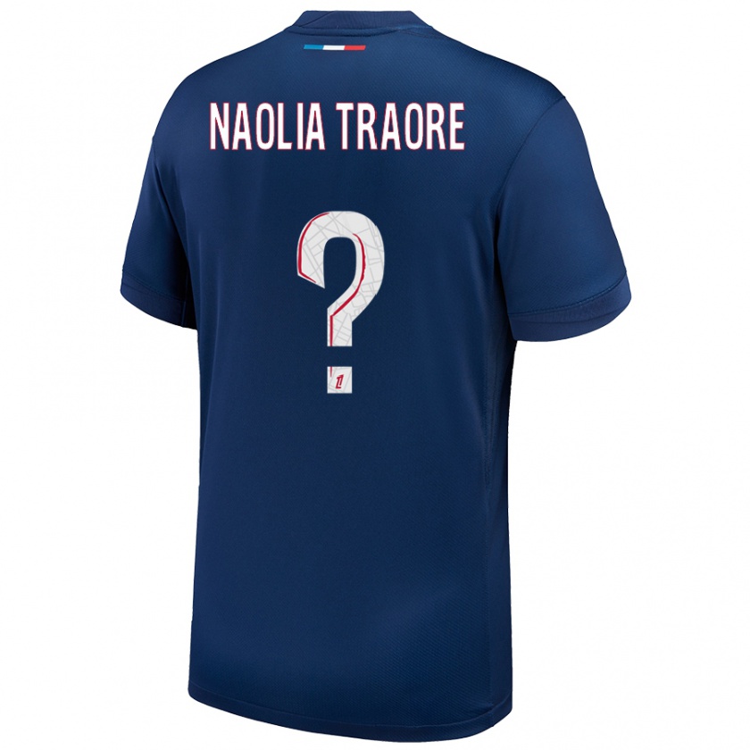 Kandiny Kinder Naolia Traore #0 Marineblau Weiß Heimtrikot Trikot 2024/25 T-Shirt