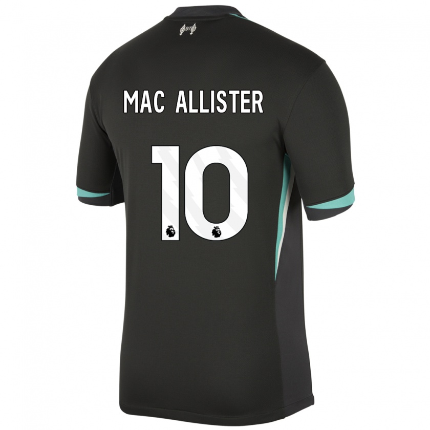 Kandiny Kinder Alexis Mac Allister #10 Schwarz Anthrazitweiß Auswärtstrikot Trikot 2024/25 T-Shirt