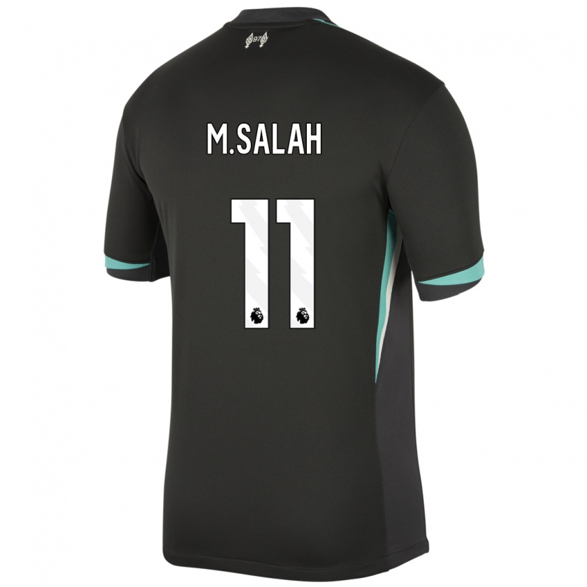 Kandiny Kinder Mohamed Salah #11 Schwarz Anthrazitweiß Auswärtstrikot Trikot 2024/25 T-Shirt