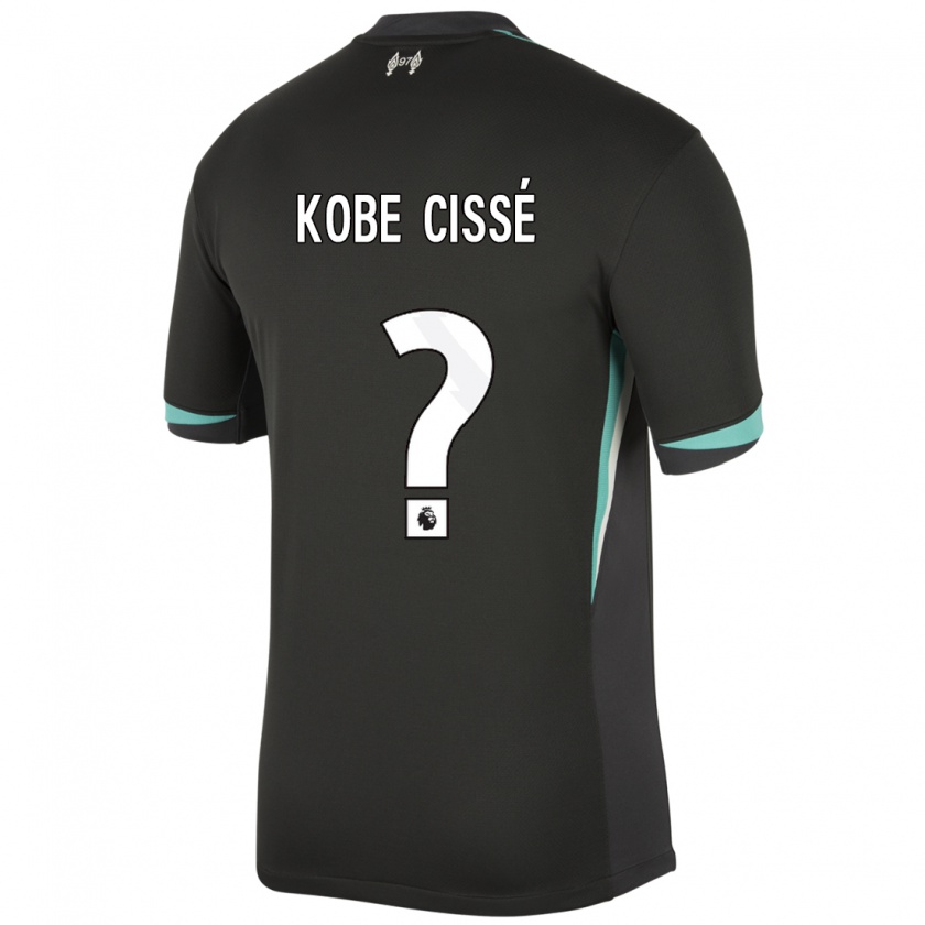 Kandiny Kinder Prince Kobe Cissé #0 Schwarz Anthrazitweiß Auswärtstrikot Trikot 2024/25 T-Shirt