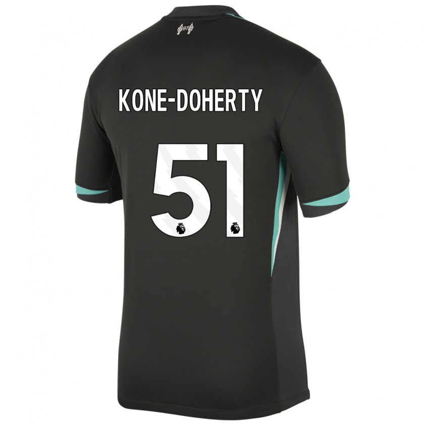 Kandiny Kinder Trent Kone-Doherty #51 Schwarz Anthrazitweiß Auswärtstrikot Trikot 2024/25 T-Shirt