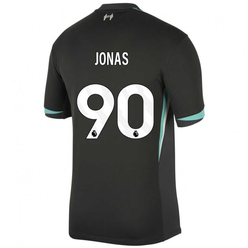 Kandiny Kinder Lee Jonas #90 Schwarz Anthrazitweiß Auswärtstrikot Trikot 2024/25 T-Shirt