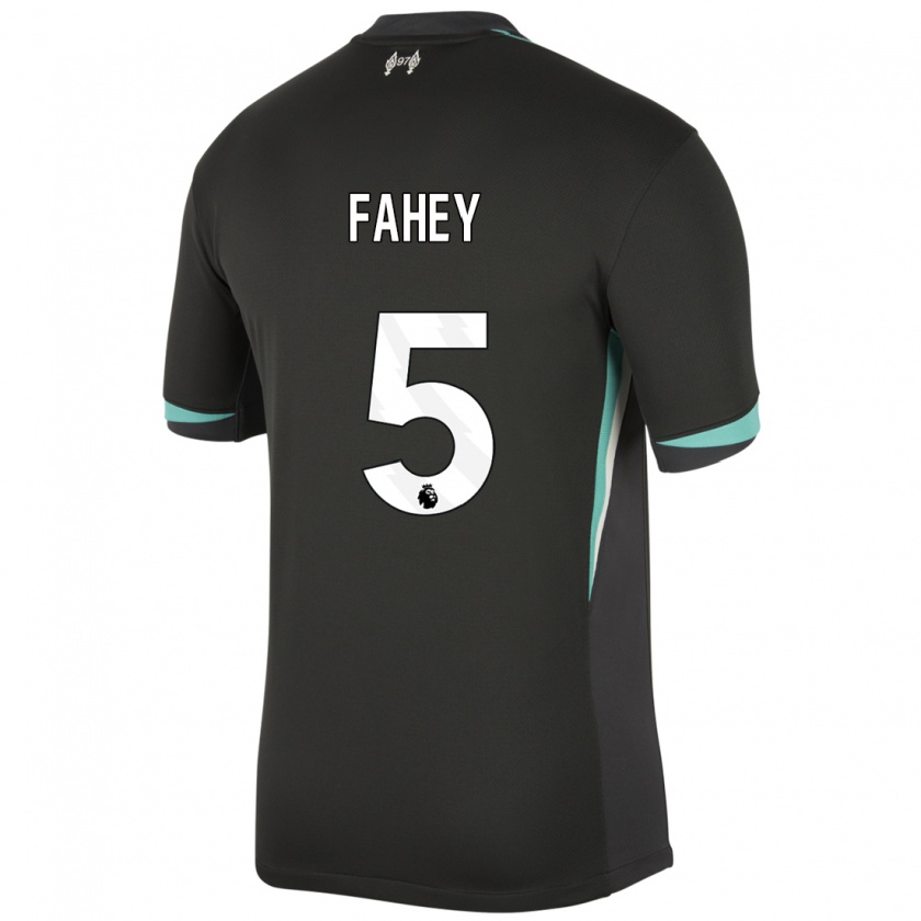 Kandiny Kinder Niamh Fahey #5 Schwarz Anthrazitweiß Auswärtstrikot Trikot 2024/25 T-Shirt