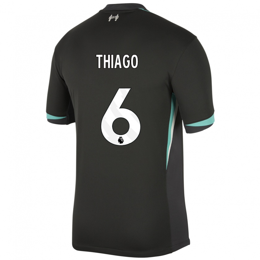 Kandiny Kinder Thiago #6 Schwarz Anthrazitweiß Auswärtstrikot Trikot 2024/25 T-Shirt