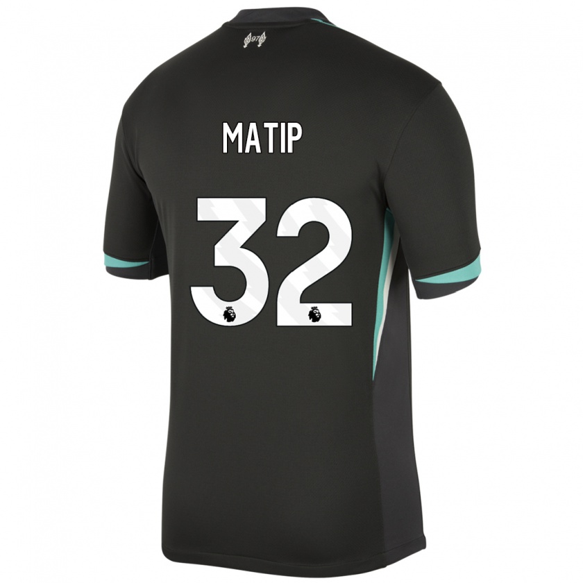 Kandiny Kinder Joel Matip #32 Schwarz Anthrazitweiß Auswärtstrikot Trikot 2024/25 T-Shirt