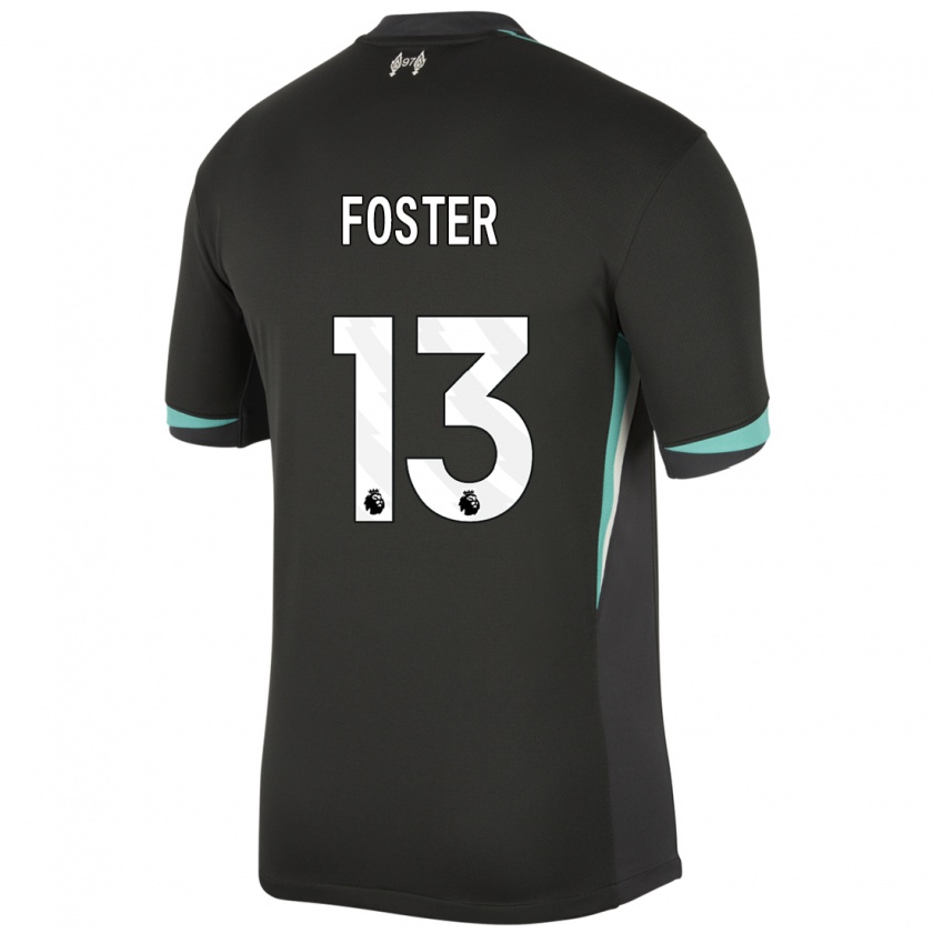 Kandiny Kinder Rylee Foster #13 Schwarz Anthrazitweiß Auswärtstrikot Trikot 2024/25 T-Shirt