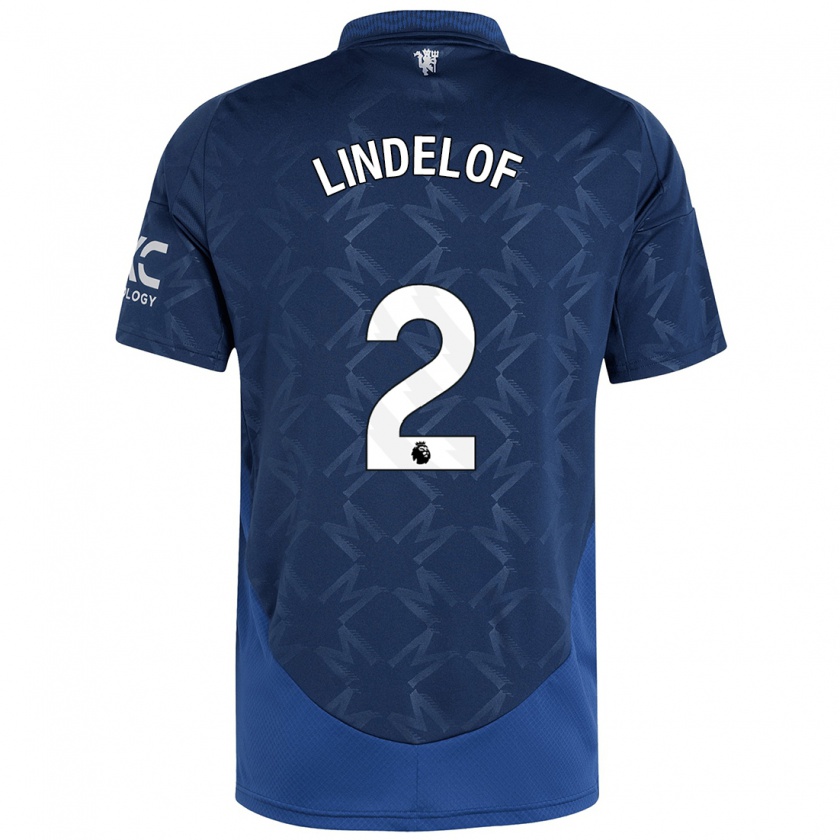 Kandiny Kinder Victor Lindelöf #2 Indigo Auswärtstrikot Trikot 2024/25 T-Shirt