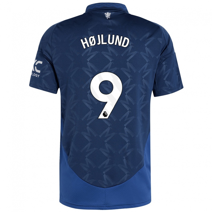 Kandiny Kinder Rasmus Højlund #9 Indigo Auswärtstrikot Trikot 2024/25 T-Shirt