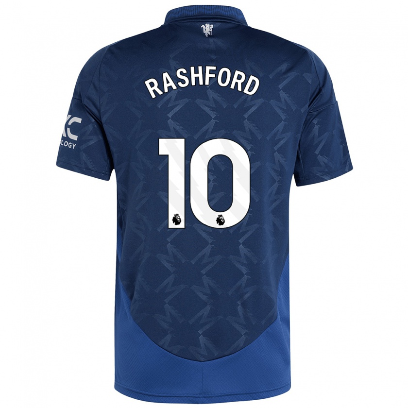 Kandiny Kinder Marcus Rashford #10 Indigo Auswärtstrikot Trikot 2024/25 T-Shirt