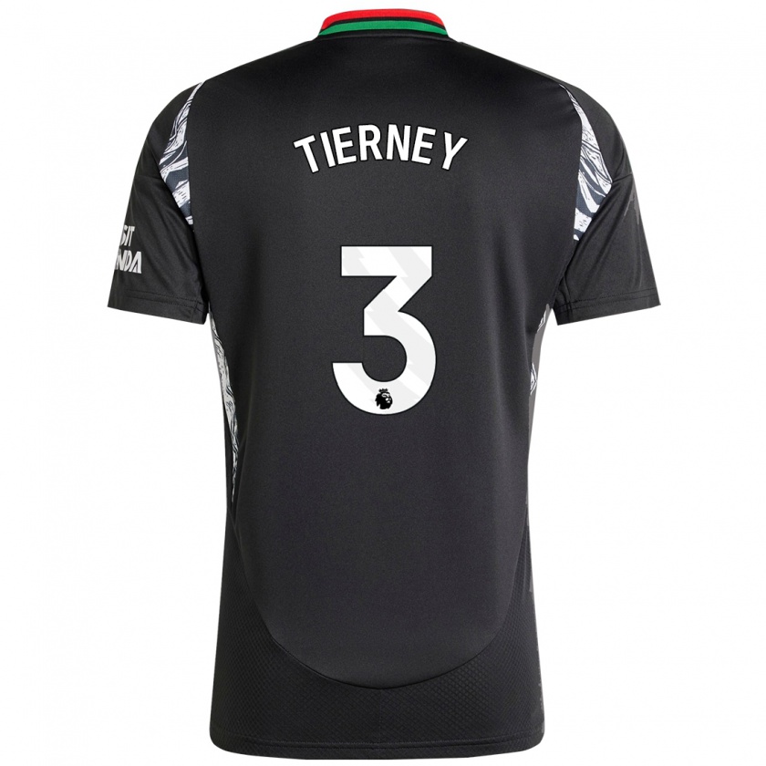 Kandiny Kinder Kieran Tierney #3 Schwarz Auswärtstrikot Trikot 2024/25 T-Shirt