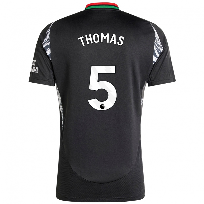 Kandiny Kinder Thomas Partey #5 Schwarz Auswärtstrikot Trikot 2024/25 T-Shirt