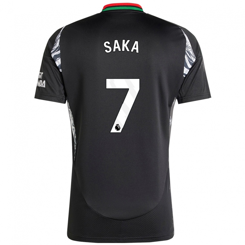 Kandiny Kinder Bukayo Saka #7 Schwarz Auswärtstrikot Trikot 2024/25 T-Shirt