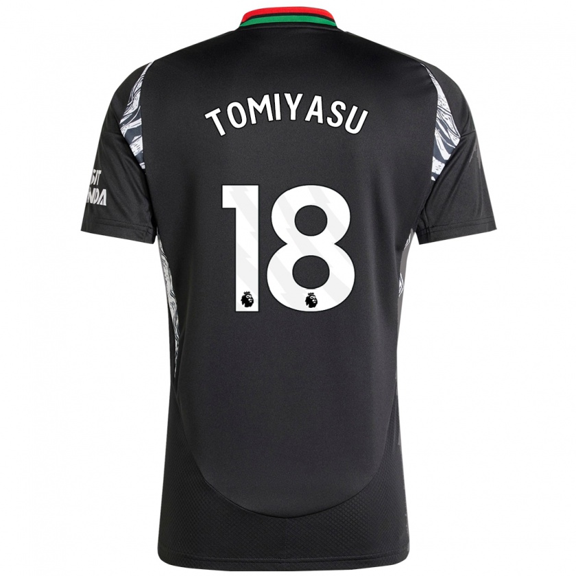 Kandiny Kinder Takehiro Tomiyasu #18 Schwarz Auswärtstrikot Trikot 2024/25 T-Shirt