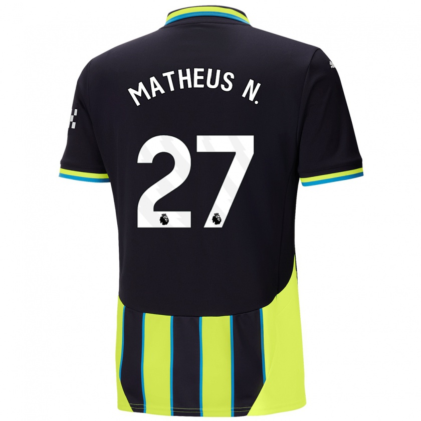 Kandiny Kinder Matheus Nunes #27 Blaugelb Auswärtstrikot Trikot 2024/25 T-Shirt