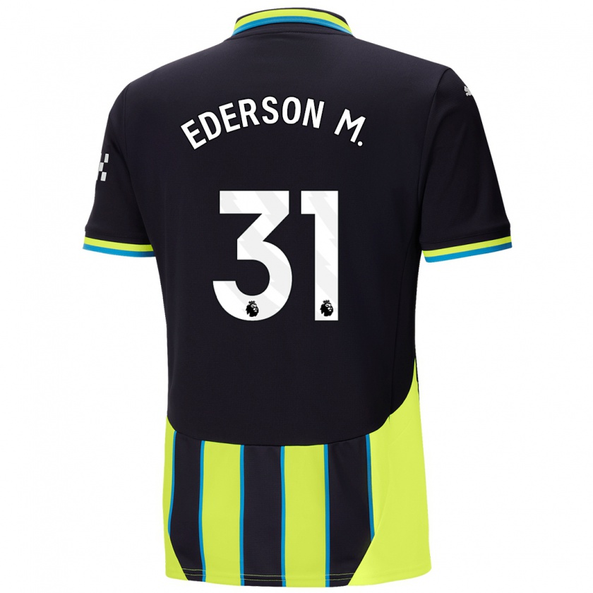 Kandiny Kinder Ederson #31 Blaugelb Auswärtstrikot Trikot 2024/25 T-Shirt