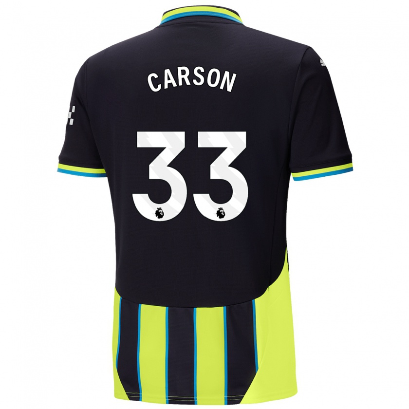 Kandiny Kinder Scott Carson #33 Blaugelb Auswärtstrikot Trikot 2024/25 T-Shirt