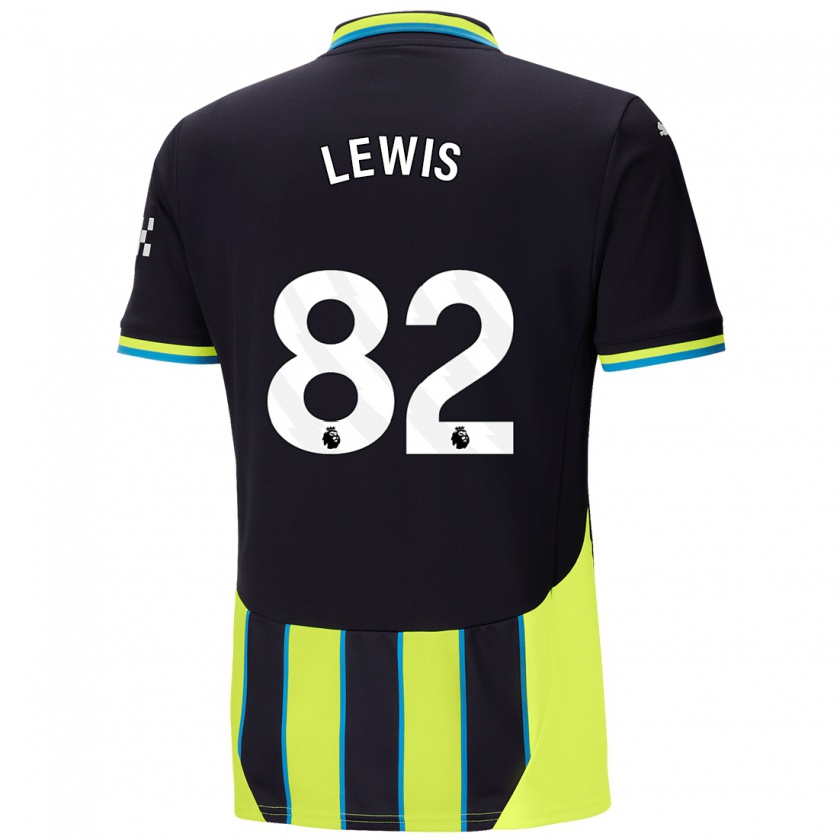 Kandiny Kinder Rico Lewis #82 Blaugelb Auswärtstrikot Trikot 2024/25 T-Shirt