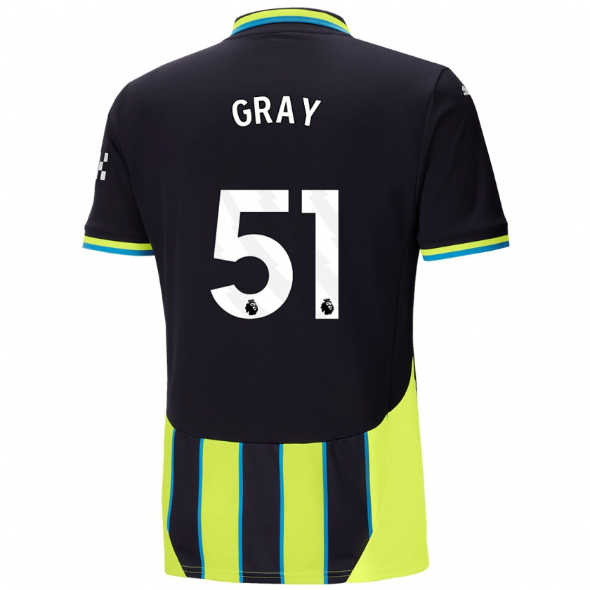 Kandiny Kinder Charlie Gray #51 Blaugelb Auswärtstrikot Trikot 2024/25 T-Shirt