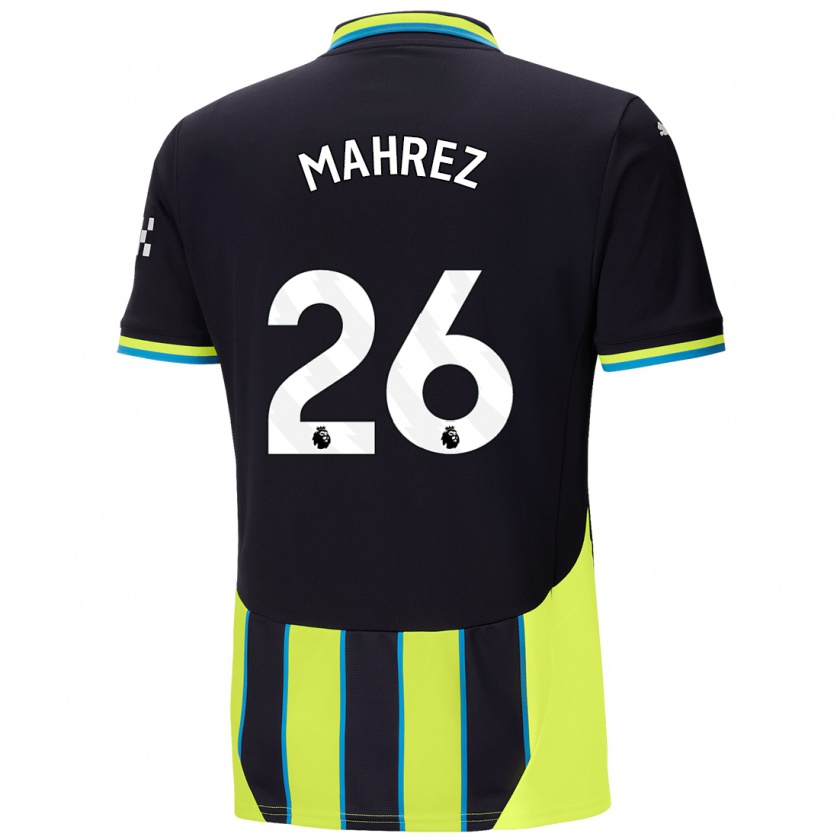 Kandiny Kinder Riyad Mahrez #26 Blaugelb Auswärtstrikot Trikot 2024/25 T-Shirt