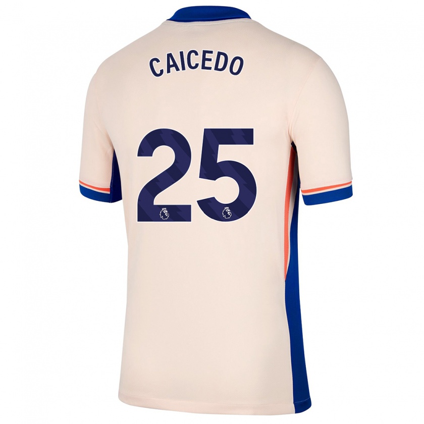 Kandiny Kinder Moisés Caicedo #25 Hellbeige Auswärtstrikot Trikot 2024/25 T-Shirt