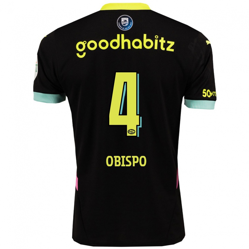 Kandiny Kinder Armando Obispo #4 Schwarz Gelb Auswärtstrikot Trikot 2024/25 T-Shirt