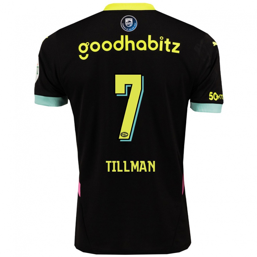 Kandiny Kinder Malik Tillman #7 Schwarz Gelb Auswärtstrikot Trikot 2024/25 T-Shirt