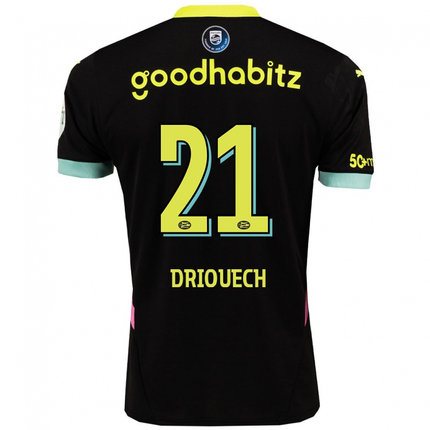 Kandiny Kinder Couhaib Driouech #21 Schwarz Gelb Auswärtstrikot Trikot 2024/25 T-Shirt