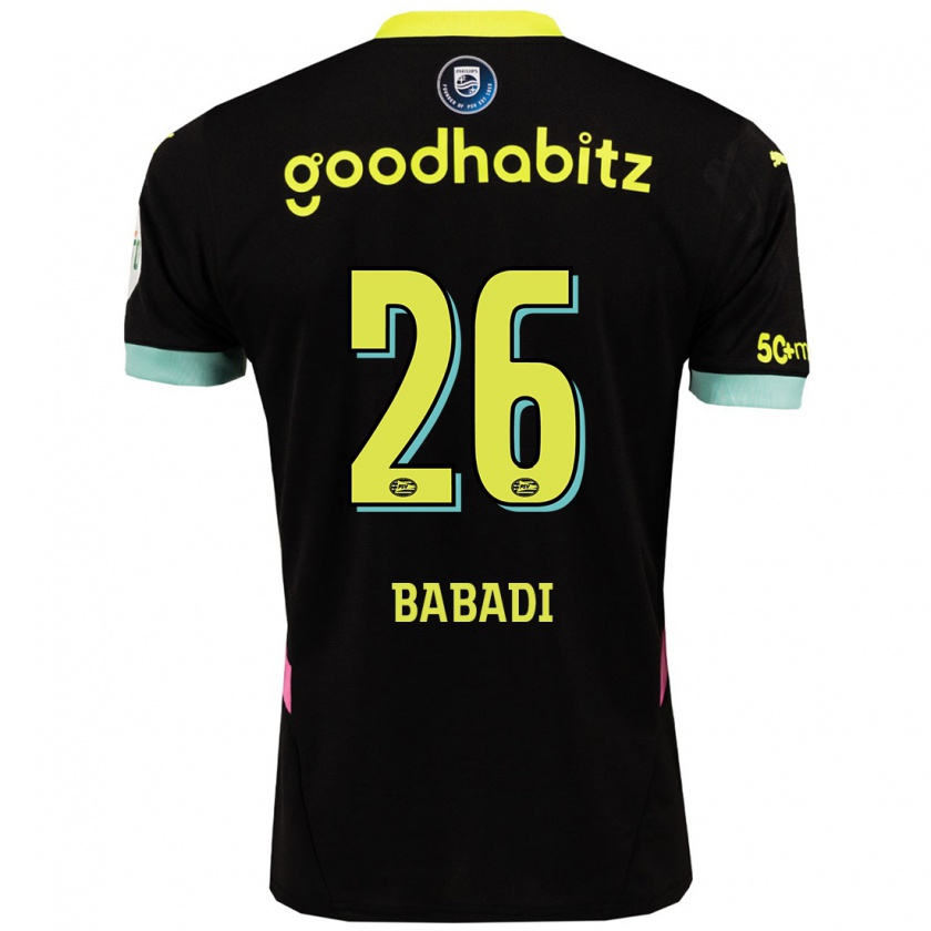 Kandiny Kinder Isaac Babadi #26 Schwarz Gelb Auswärtstrikot Trikot 2024/25 T-Shirt