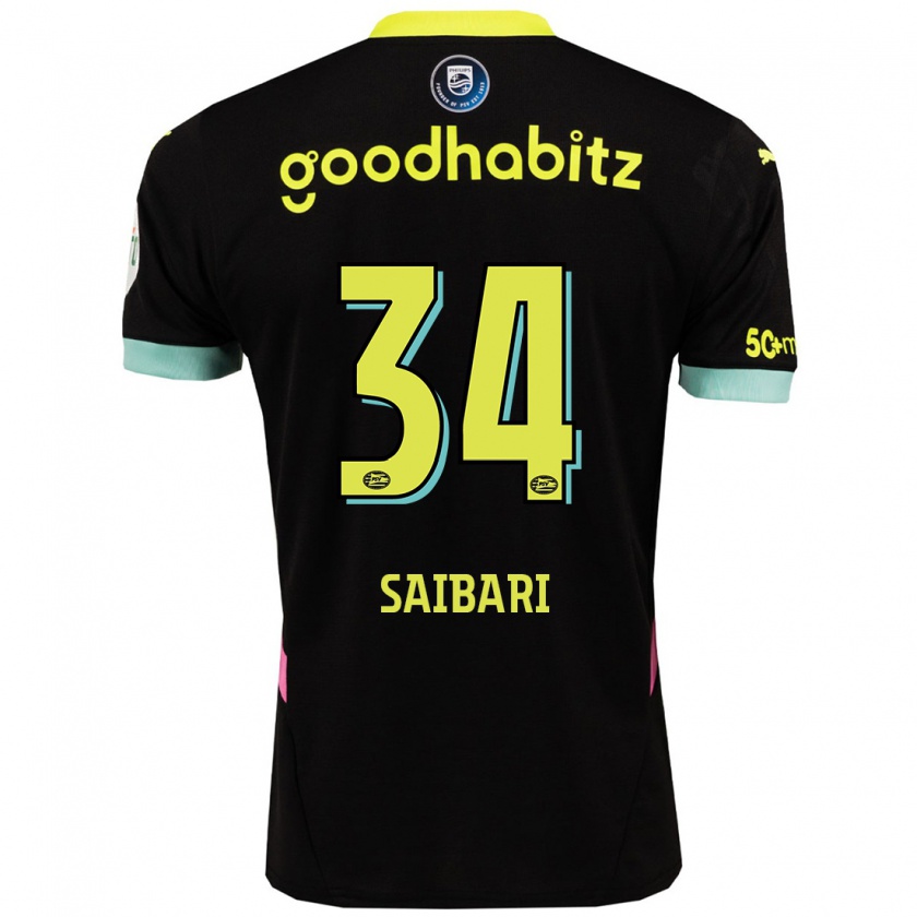 Kandiny Kinder Ismael Saibari #34 Schwarz Gelb Auswärtstrikot Trikot 2024/25 T-Shirt