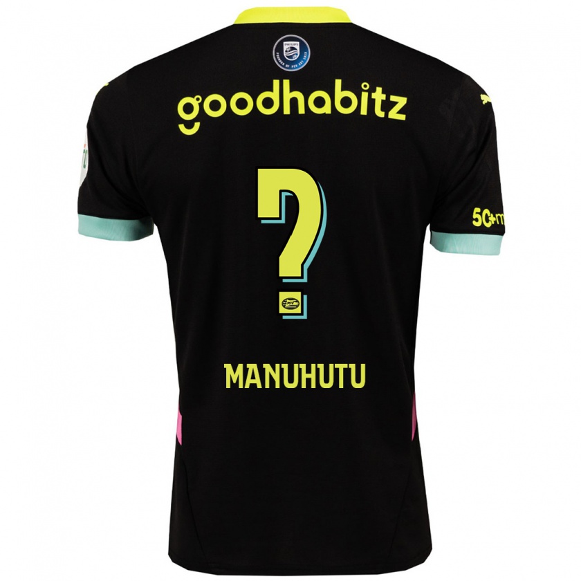 Kandiny Kinder Rivas Manuhutu #0 Schwarz Gelb Auswärtstrikot Trikot 2024/25 T-Shirt