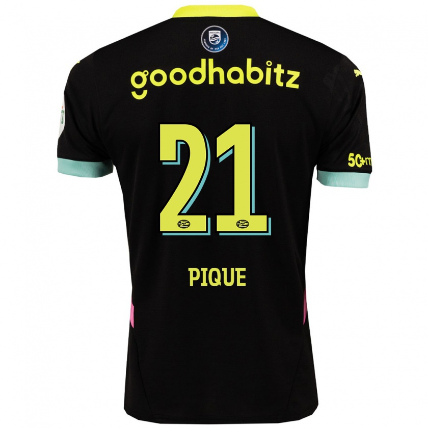 Kandiny Kinder Naomi Piqué #21 Schwarz Gelb Auswärtstrikot Trikot 2024/25 T-Shirt