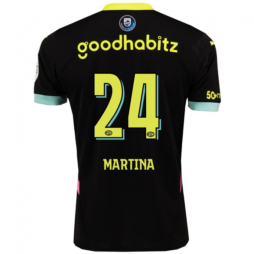 Kandiny Kinder Shijona Martina #24 Schwarz Gelb Auswärtstrikot Trikot 2024/25 T-Shirt