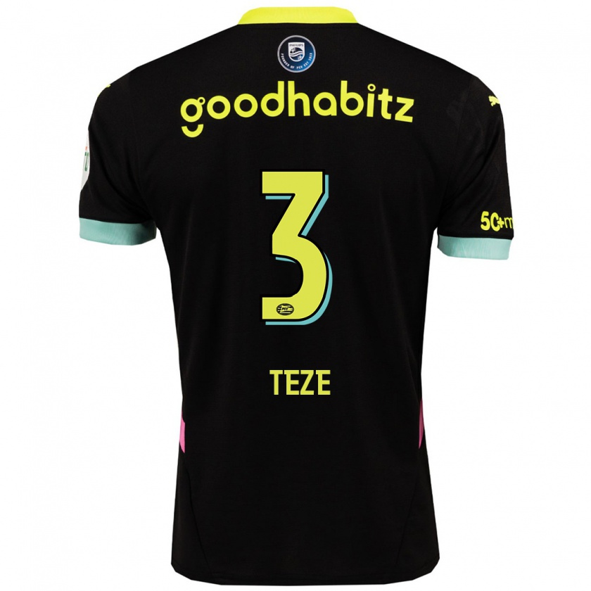 Kandiny Kinder Jordan Teze #3 Schwarz Gelb Auswärtstrikot Trikot 2024/25 T-Shirt