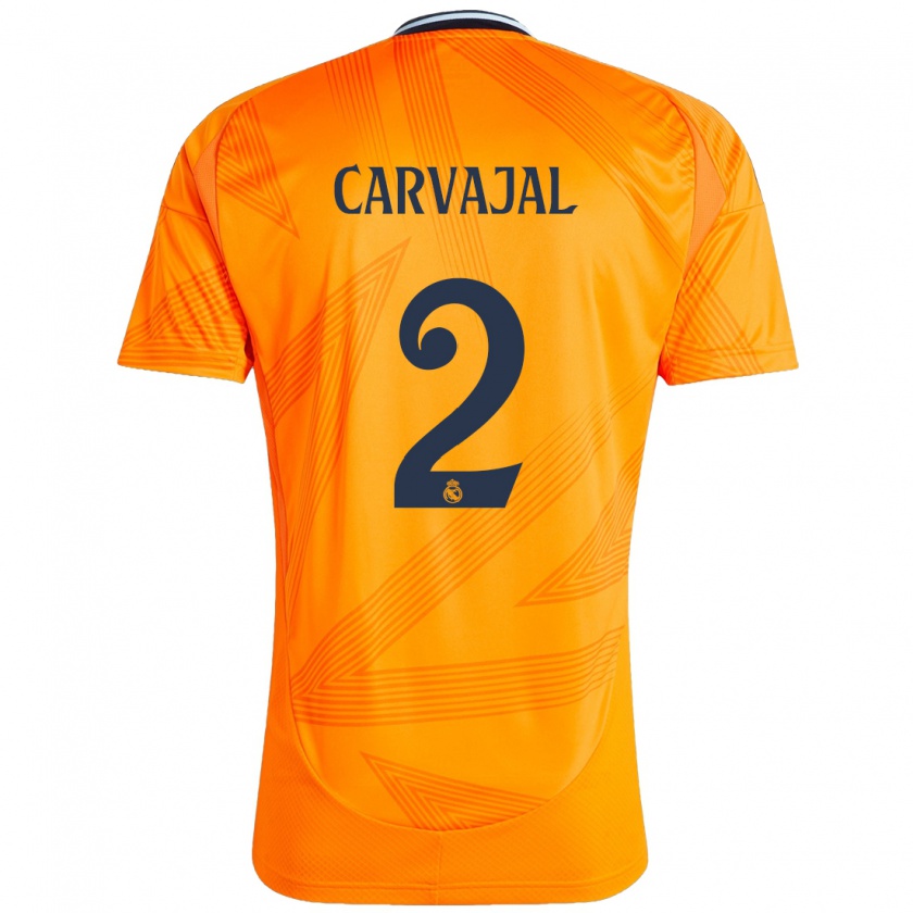 Kandiny Kinder Daniel Carvajal #2 Orange Auswärtstrikot Trikot 2024/25 T-Shirt