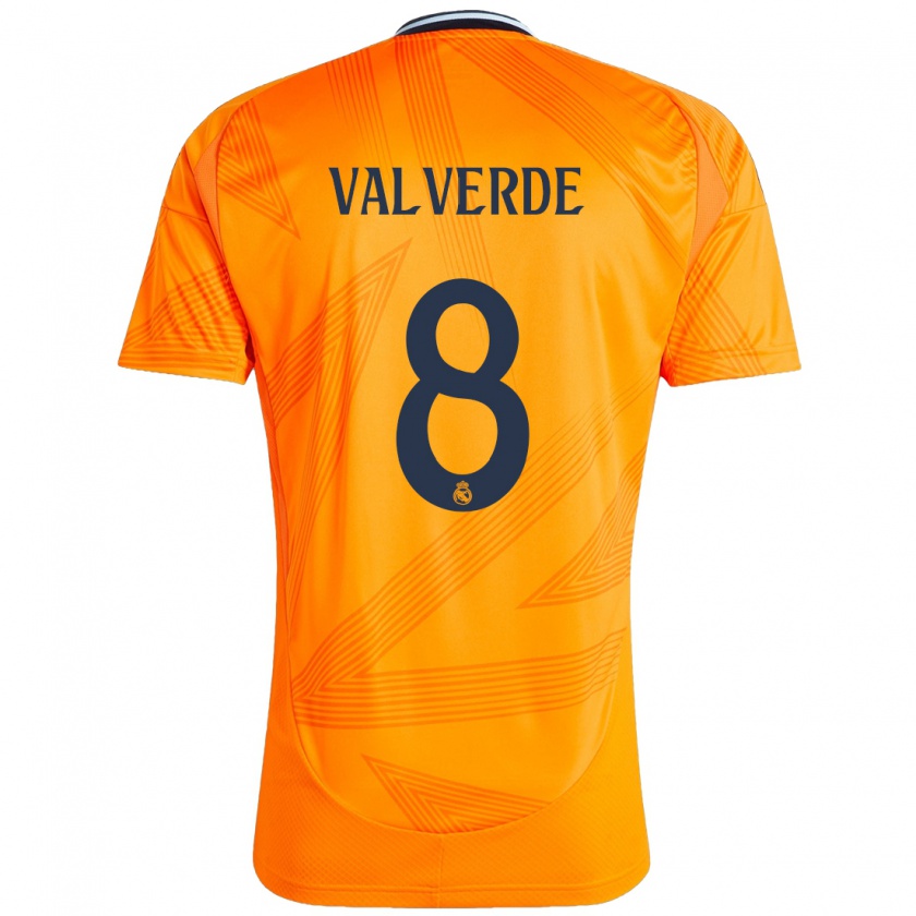 Kandiny Kinder Federico Valverde #8 Orange Auswärtstrikot Trikot 2024/25 T-Shirt