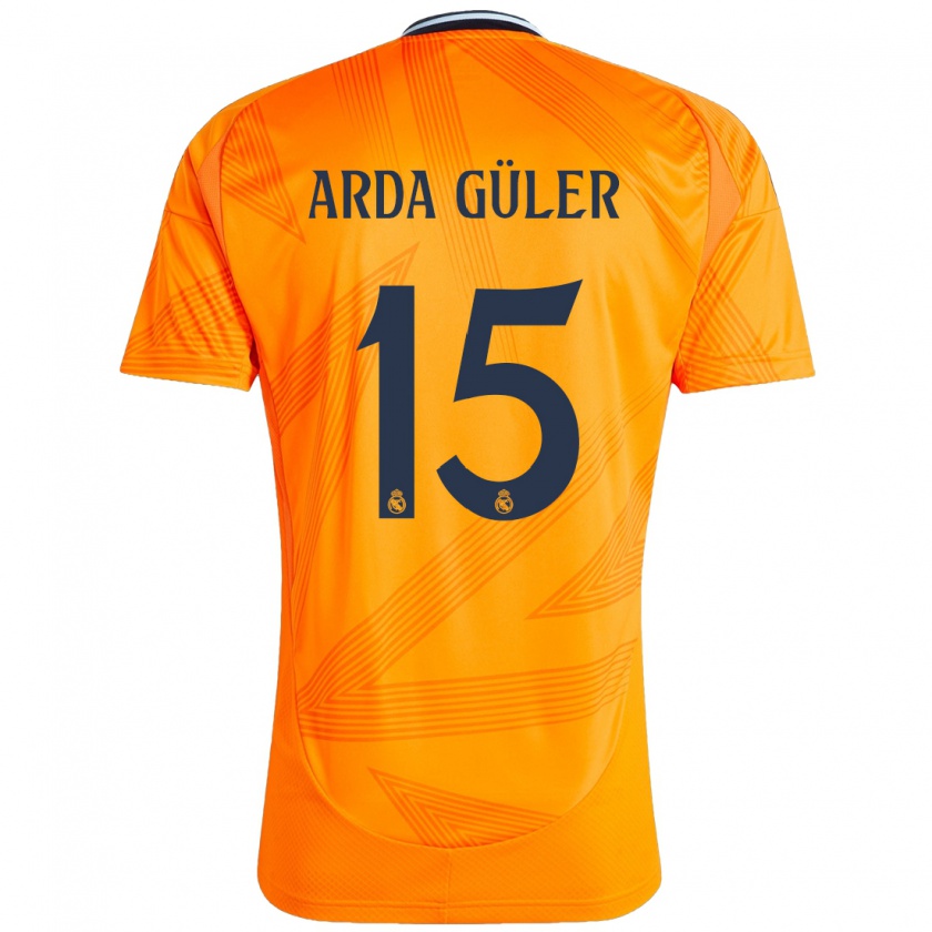 Kandiny Kinder Arda Güler #15 Orange Auswärtstrikot Trikot 2024/25 T-Shirt