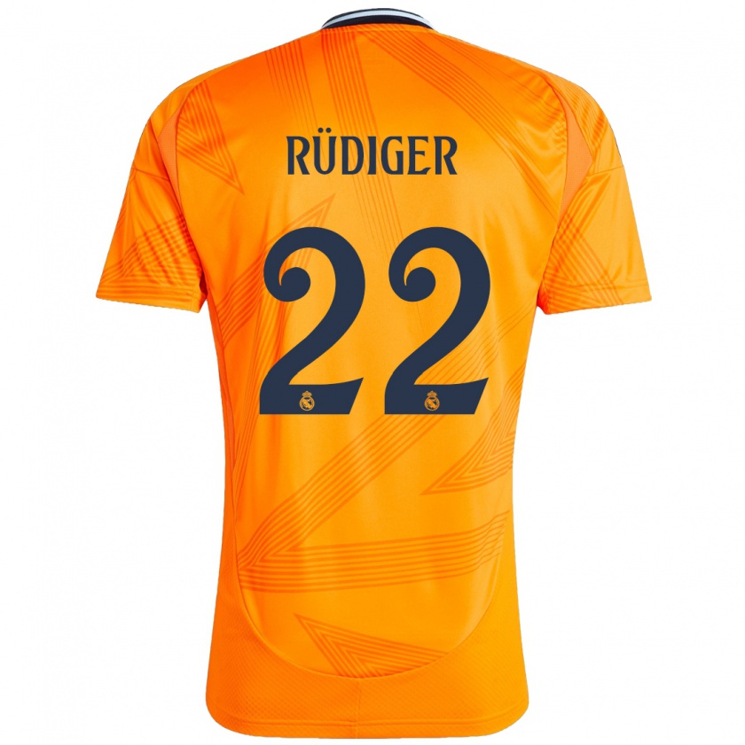 Kandiny Kinder Antonio Rüdiger #22 Orange Auswärtstrikot Trikot 2024/25 T-Shirt