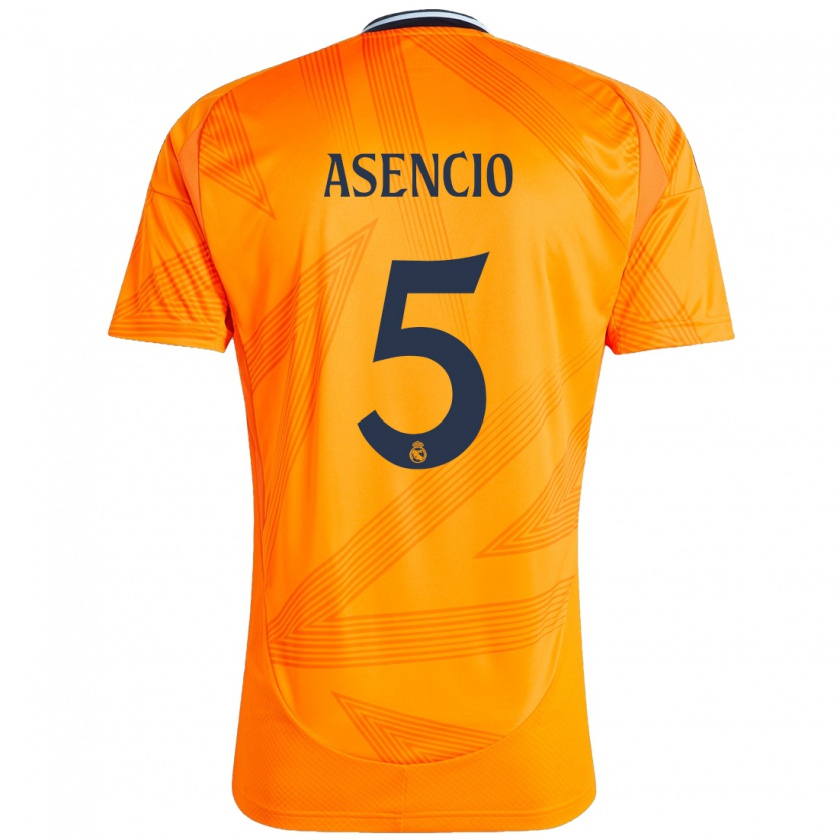 Kandiny Kinder Raúl Asencio #5 Orange Auswärtstrikot Trikot 2024/25 T-Shirt